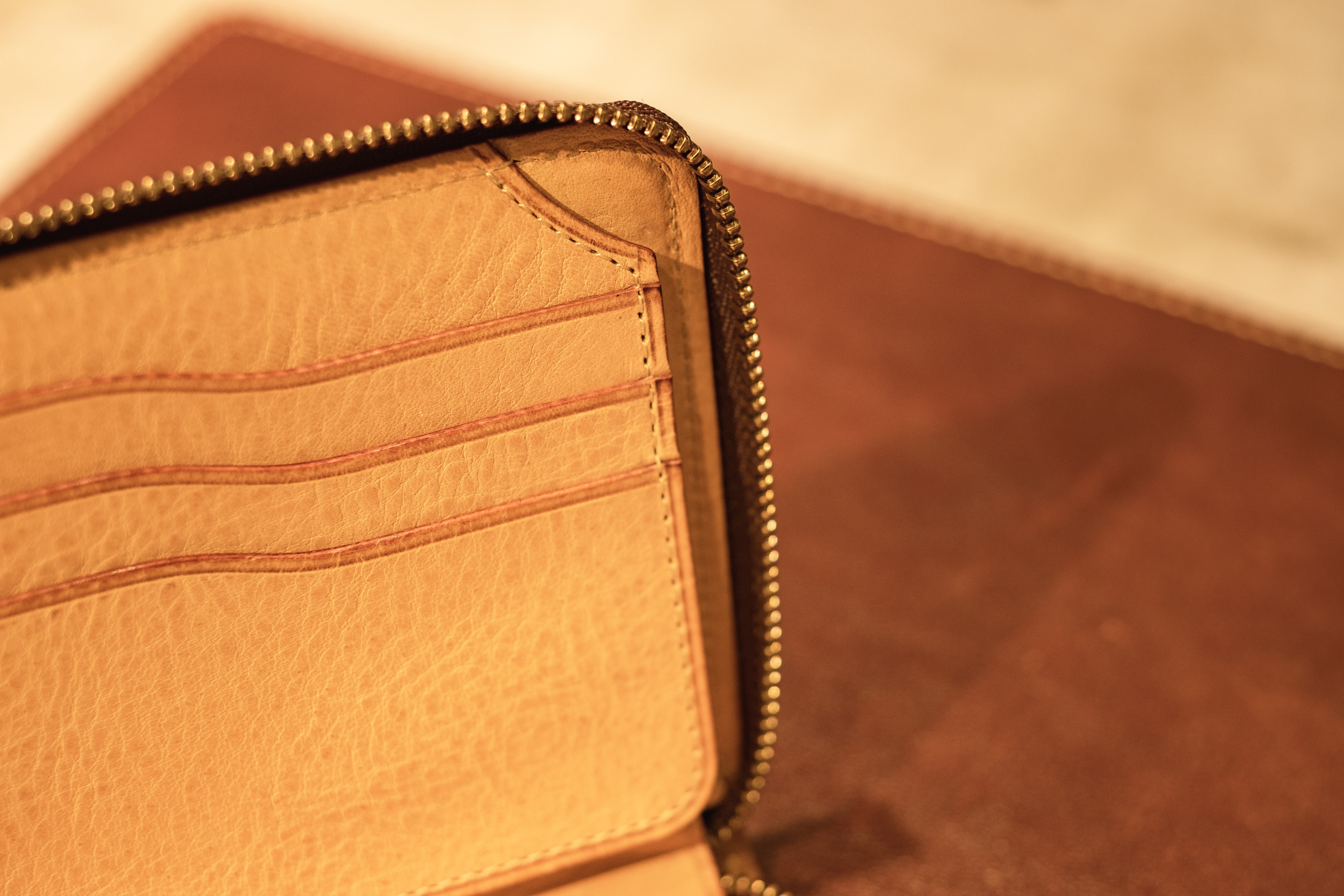 大阪店限定のコンパクトジップウォレットのお札を入れるアオリ部分の写真